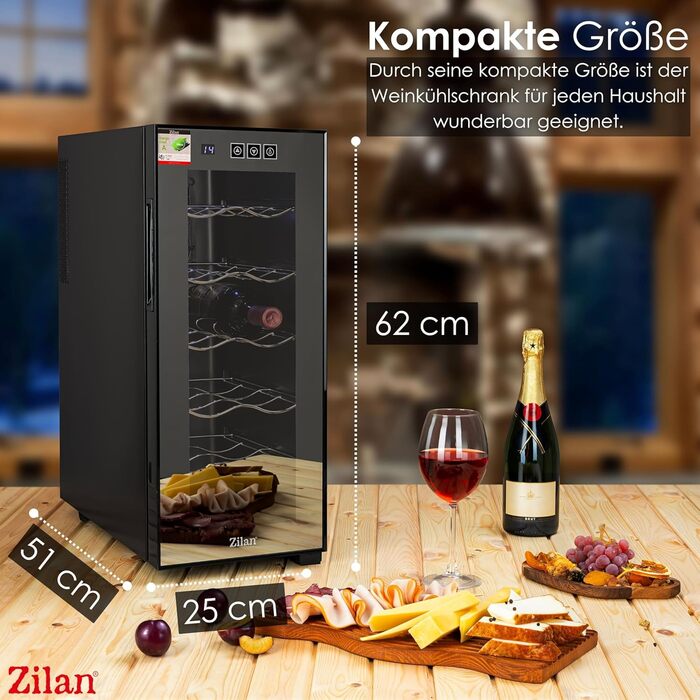 Винний холодильник з світлодіодним освітлення до 12 пляшок Zilan