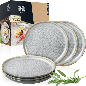 Супова тарілка Moritz & Moritz TERRA з 6 предметів сіра по 700 мл кожна - Ø 19 x 4,5 см - в тонкому сірому кольорі з високоякісної порцеляни - глибокі тарілки для супів, салатів, мюслі, пасти та багато іншого. (6 маленьких тарілок)