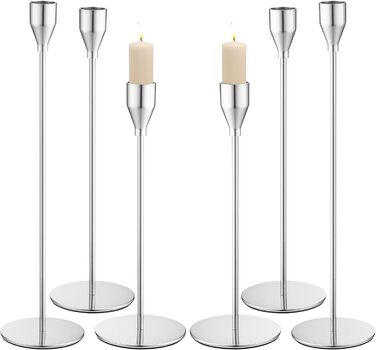 Металеві свічники із 6 предметів, 33/28/23 см, срібний LIAILA