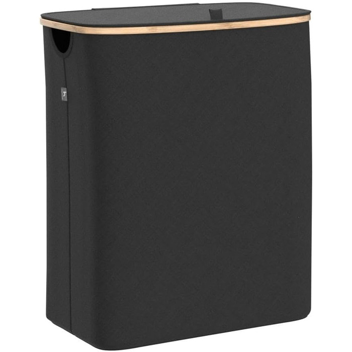 Ящик для білизни Hennez 150 л - Кошик для білизни 3 відділення - з кришкою - Сортувальник білизни з мішком для білизни - Кошики для білизни - Чорний бамбук - Контейнер для білизни - Система сортування білизни - Збірник білизни 2) Чорний 150л