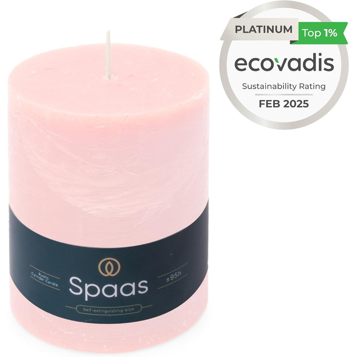 Свічка Spaas Rustical Pillar, 100/130 мм, 95 год, чорна (світло-рожева)