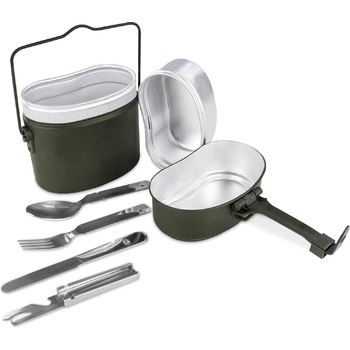 Похідний набір посуду для військових, 5 предметів, зелений Normani