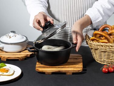 Високоякісна підставка з ексклюзивного оливкового дерева, термостійкий дерев'яний набір підставок для кухні, 20 см, товщина 2 см (квадрат)