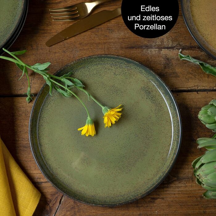 Набор посуды из 18 предметов на 6 персон Элегантная тарелка, изготовленная из высококачественного фарфора набор посуды, состоящий из 6 обеденных тарелок, 6 десертных тарелок, 6 суповых тарелок (6 маленьких тарелок)