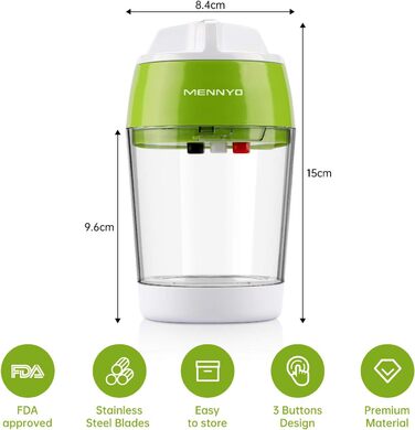 Спіральна овочерізка 4 в 1 з контейнером, зелена MENNYO