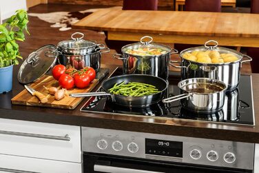 Набір каструль Head Merkur з нержавіючої сталі індукційні каструлі з обідком, літровою шкалою та скляною кришкою (6 предметів)