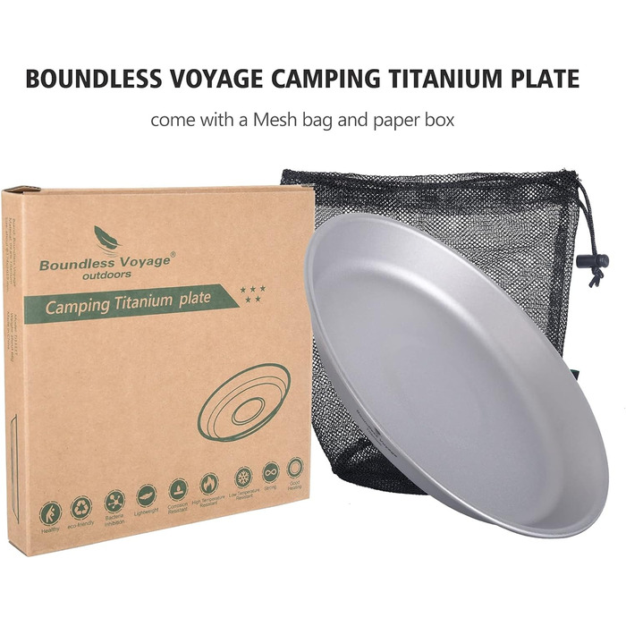 Безмежна подорож Набір мисок з титанової тарілки з сумкою-тоут Відкрита кемпінгова сковорода Обідній набір Мірний набір для їжі Фруктовий соус (каструля)