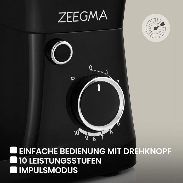 Кухонний комбайн-міксер 1500 Вт 5,2 л чорний Planeet Easy Zeegma