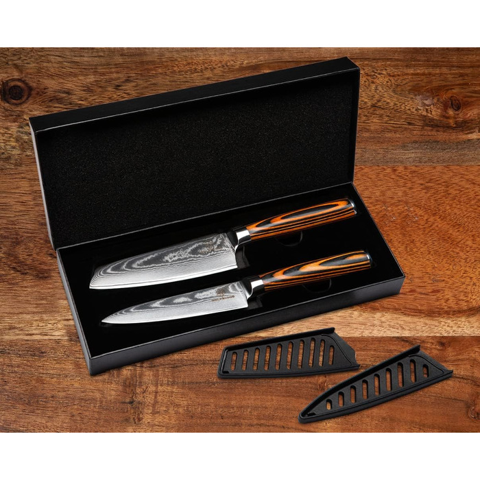 Набір з 2 професійних кухонних ножів 24 см Damascus Wolfblood