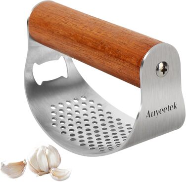 Часниковий прес з дерев'яною ручкою 10 x 5,1 см Auyeetek