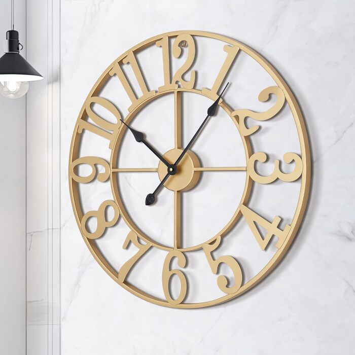 Великі круглі металеві безшумні настінні часи у вінтажному стилі 80 см HAITANG
