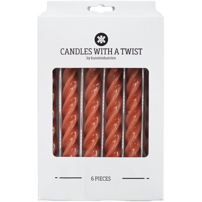 Набір з 6 декоративних свічок 2,2 x 21 см, теракотовий Candles with a Twist Kunstindustrien