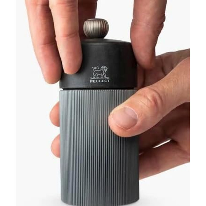 Подарунковий набір Line - Млин для перцю Млин для солі 12 см Лійка для спецій - Класичне регулювання помелу - Алюміній Деревина, сертифікована PEFC - Duo Line Carbon