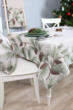 Різдвяна гобеленова скатертина Home of Christmas Скатертина на Різдво та Новий рік (Соснові шишки (без блискіток), 140x240 см)