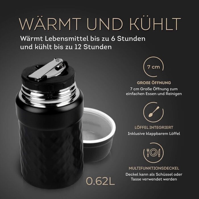 Термоконтейнер 500 мл чорний/білий Urbavo