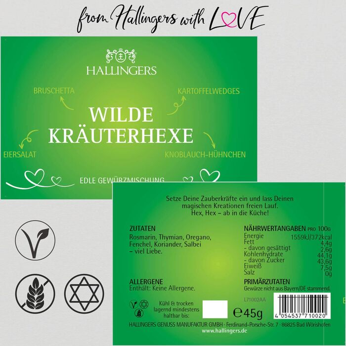 Класичний набір спецій Hallingers - 1 - Подарунковий набір спецій ручної роботи, 12 спецій з усього світу (Набір) - Літній подарунок та ідеальний подарунок для барбекю Подарунок для нової домівки &quotВітання та дружба&quot Класичні спеції., 12 спецій (73
