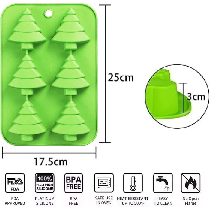 Силіконова форма BREEZO Різдво 6 порожнин великі різдвяні ялинки шоколадні форми мило цукерки торт випічки форми для Різдва різдвяний торт прикраса 1