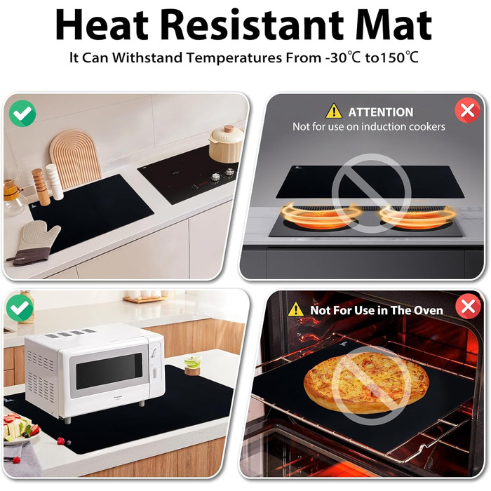 Антипригарний килимок для випічки 60 x 40 см чорний SUPER KITCHEN