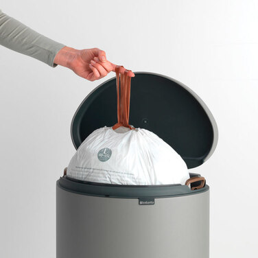 Сміттєвий бак з педаллю 40 л, безшумний мінерально-сірий Flatback + Brabantia