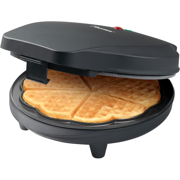 Вафельниця Bestron для класичних вафель у формі серця, вафельниця у формі серця з антипригарним покриттям та підсвічуванням випікання, вафельниця з колекції Sweet Dreams, 700 Вт, колір (матовий чорний)