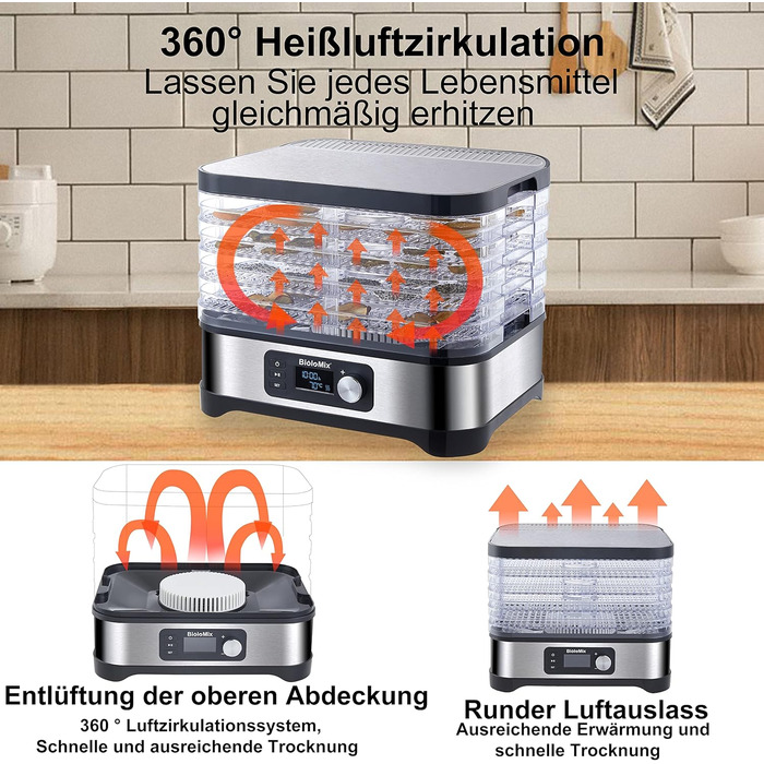 Дегідратор на 5 полиць, 400 Вт Biolomix