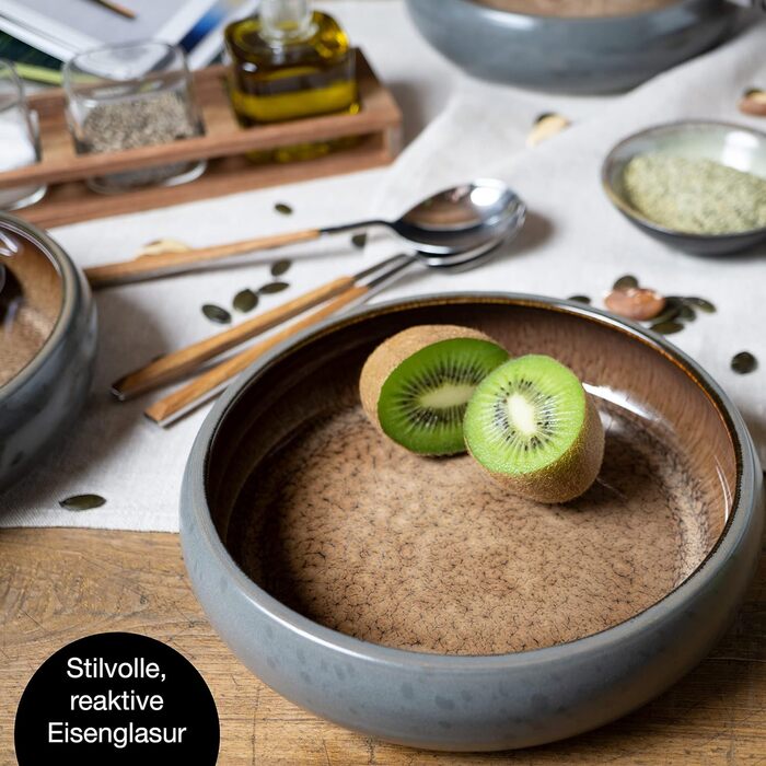 Набір посуду з керамограніту Moritz & Moritz SOLID з 18 предметів набір посуду на 6 персон кожна, що складається з 6 обідніх тарілок, маленьких, глибоких тарілок (4 шт. великих мисок)