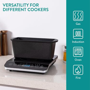 Чавунна форма для випікання хліба Navaris 26 см - Аксесуари для випікання хліба - Прямокутна форма для випікання - Горщик для випікання хліба - Чавунний горщик для випічки хліба - Емальований - Для смаження, запікання, тушкування - Чорний