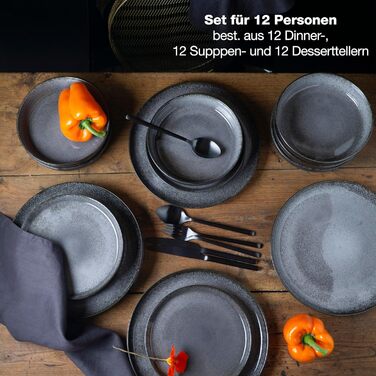 Набір посуду Moritz & Moritz VIDA з 36 предметів (6 обідніх тарілок, 6 десертних тарілок, 6 тарілок для супу)