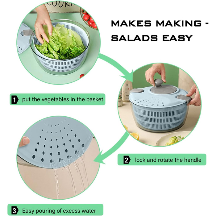 Спиннер для салата с контейнером для хранения, 24 см YeRan