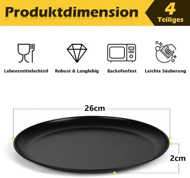 Набір із 4 дек для піци 26 см чорний Onader