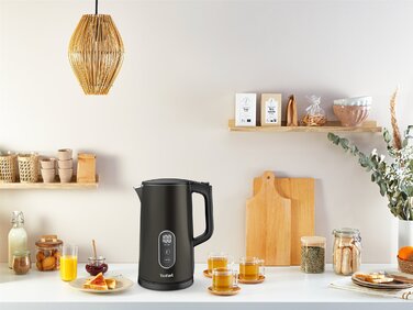 Tefal Електрочайник DIGITAL, 1,7л, з подвійними стінками, цифровий дисплей, сіро-чорний