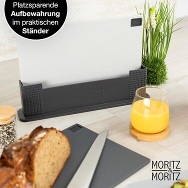 Набір обробних дошок 32 x 22 см з підставкою, 3 предмети, сірі Moritz & Moritz