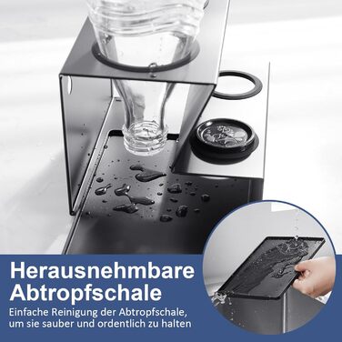 Тримач для пляшок APEXCHASER SodaStream, тримач для пляшок, підставка для зливу пляшок, сушарка для пляшок із силіконовими захисними кільцями знімний дренажний килимок і тримач кришки (4 пляшки)