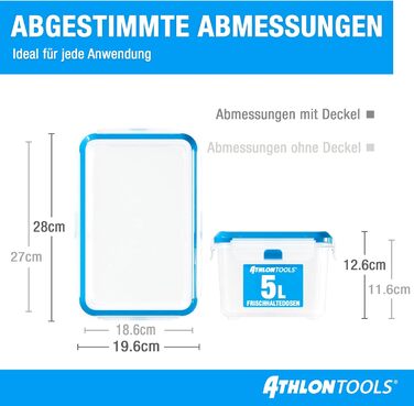 Набір контейнерів для зберігання продуктів ATHLON TOOLS, 4 шт., об&39ємом 3 л, якості для кейтерингу - 100 герметичні та герметичні, від -40 до 100 градусів - для всіх продуктів - без BPA - Контейнери для зберігання в холодильнику (5 л Комплект з 2 шт.)