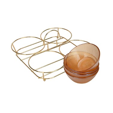 Мінажниця Fissman 24x24x13 см на металевій підставці 4 секції по 350 мл скло (16395)