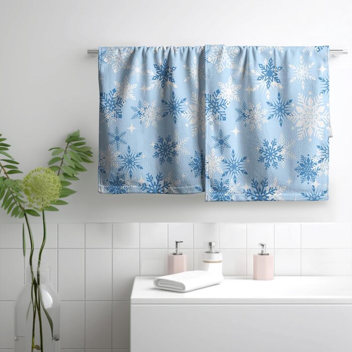 Різдвяні кухонні рушники Kwlegh, рушник для рук, різдвяна ялинка, цукерка-тростина, сніжинка, рушник для пальців, набір з 2 шт. , милий чоловічий банний рушник, високопоглинаючі рушники, 36 x (синя сніжинка)