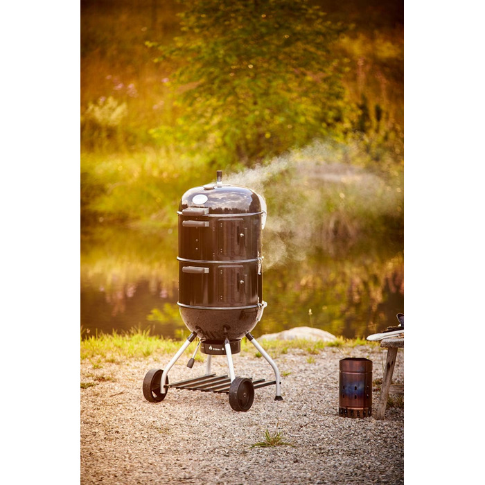 Коптильня вугільна зі змінною потужністю з двома кільцями для копчення Ø 50 см, чорний RÖSLE