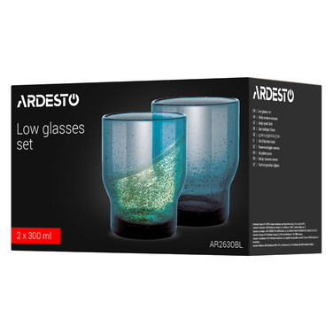ARDESTO Набір склянок низьких Bubble 300мл, 2шт, скло, синій