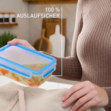 Набір контейнерів для зберігання продуктів EMSA Clip & Close, прямокутні, 5 x 0,8 л, коробки для зберігання, 100 герметичні, придатні для миття в посудомийній машині, морозильної камери та мікрохвильової печі, прозорі, сині, зроблені в Німеччині, N10307 (