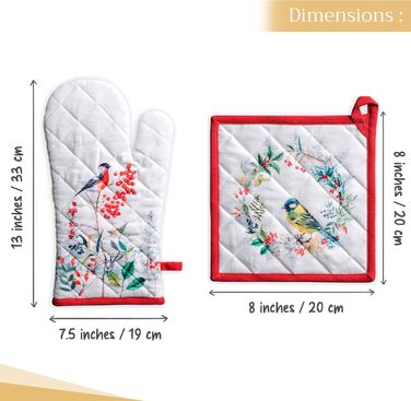 Рукавичка для духовки 19х33 см та прихватка для каструль 20х20 см, набір 2 предмети Maison d' Hermine