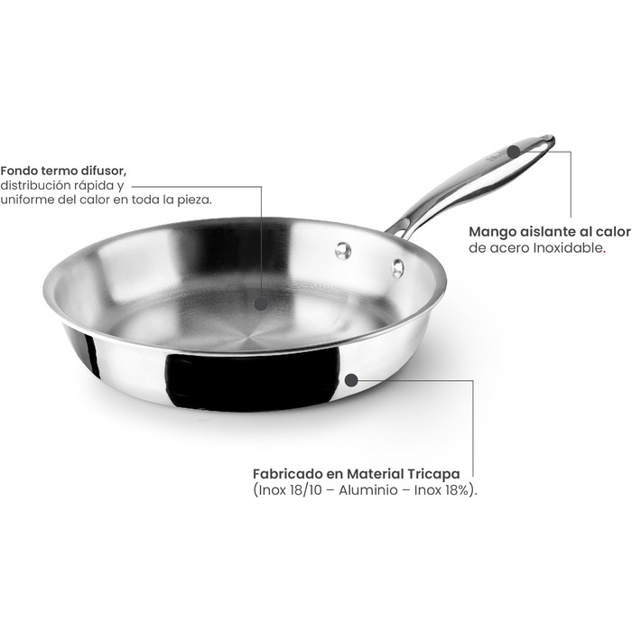 Сковорода тришарова 26 см, нержавіюча сталь Ibili