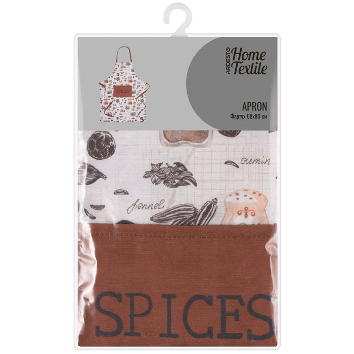 Фартук Ardesto Spice 68х80см, 90% полиэстер, 10% хлопок, бело-коричневый