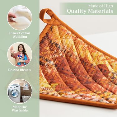 Рукавички для духовки Maison d&39 Hermine, підставки для каструль, 100 бавовна, термостійкі кухонні рукавички, рукавички для духовки (19 см x 33 см) та підставки для каструль (20 см x 20 см) для приготування їжі, Morzine - рукавички для духовки (19 x 33 с