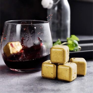 Набір каменів для віскі з нержавіючої сталі 8 шт золотисті sinzau