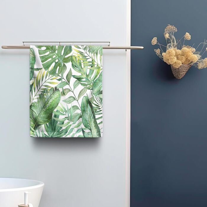 Різдвяні кухонні рушники Kwlegh, рушник для рук, різдвяна ялинка, цукерка-тростина, сніжинка, рушник для пальців, набір з 2 шт. , милий чоловічий банний рушник, високопоглинаючі рушники, 36 шт. (тропічне листя)