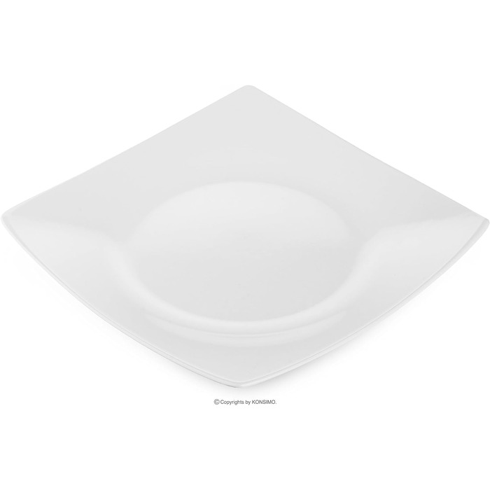 Консімо. Обідні тарілки на 6 персон - Набір з 6 тарілок - Посудомийні машини - Можна використовувати в мікрохвильовій печі - Набір керамічних тарілок - EPIRI Сучасна велика обідня тарілка - 25x25см - Black Matt (Білий)