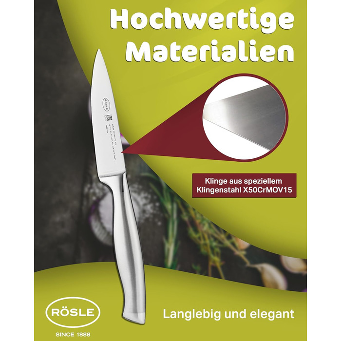 Високоякісний кухонний ніж 20 см для м&39яса, риби, птиці та овочів, нержавіюча сталь 18/10, ергономічна срібна ручка, гострий ніж для кухні (ніж для чищення овочів)