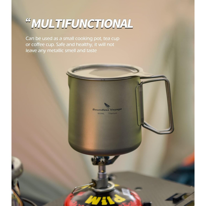 Титановий чайник для кемпінгу 500 мл iBasingo