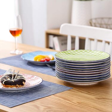 Тарілка десертна ванкассо порцеляна, 12 шт. Тарілка для торта кольорова, макарон Ø 21,5 см Тарілка плоска для сніданку Макарони 12 шт. тарілка для торта