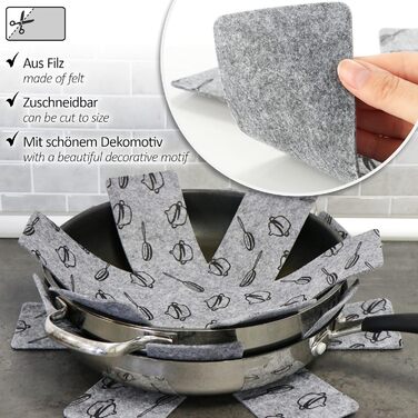 Набор из 9 фетровых подставок под горячее 38 см, светло-серый Com-Four